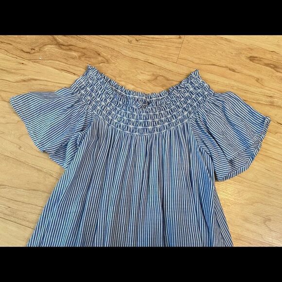 Cooperative Urban Outfitters off the shoulder blue and white stripe dress - Picture 2 of 3